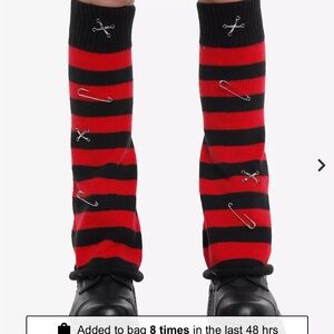 Hot topic Striped Red and Black Leg Warmers